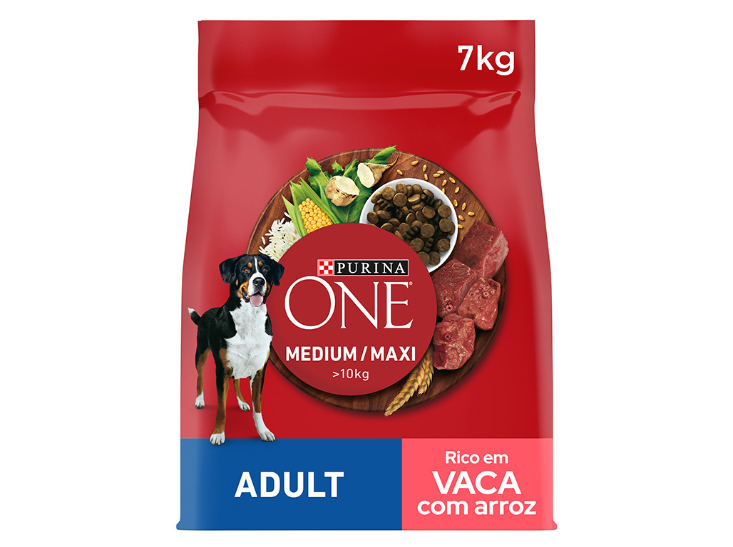 RAÇÃO PARA CÃO PURINA ONE MEDIUM MAXI ADULTO COM VACA E ARROZ 7KG