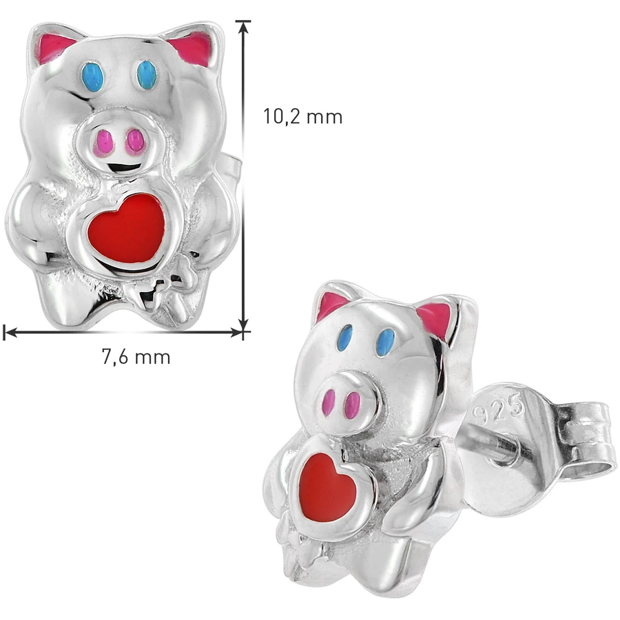 trendor Kinder-Ohrringe Silber 925 Glücksschwein Ohrstecker silver