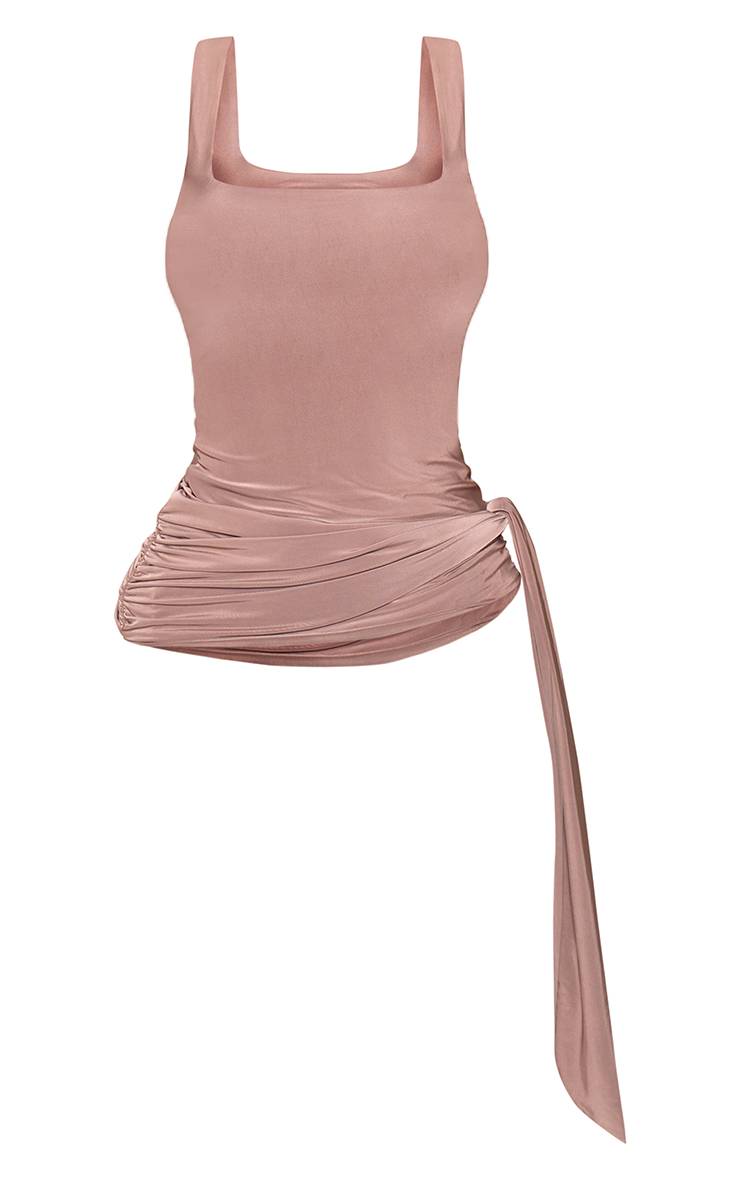 Champignon Haut Gilet Long Drapé En Jersey Slinky Double Épaisseur