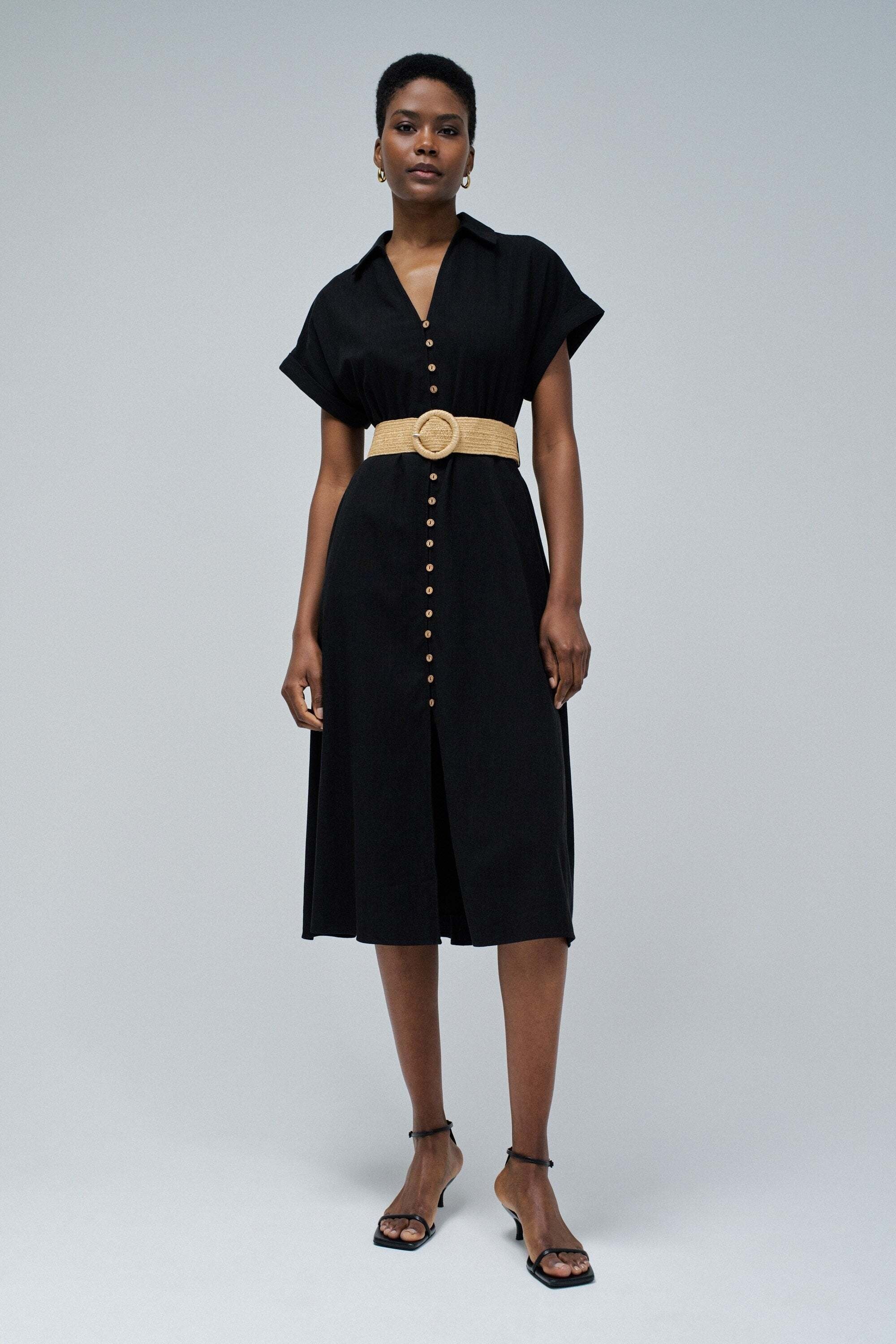 Salsa Midikleid »Salsa Jeans Midikleid Linen Shirt Dress With Front Buttoned Belt«