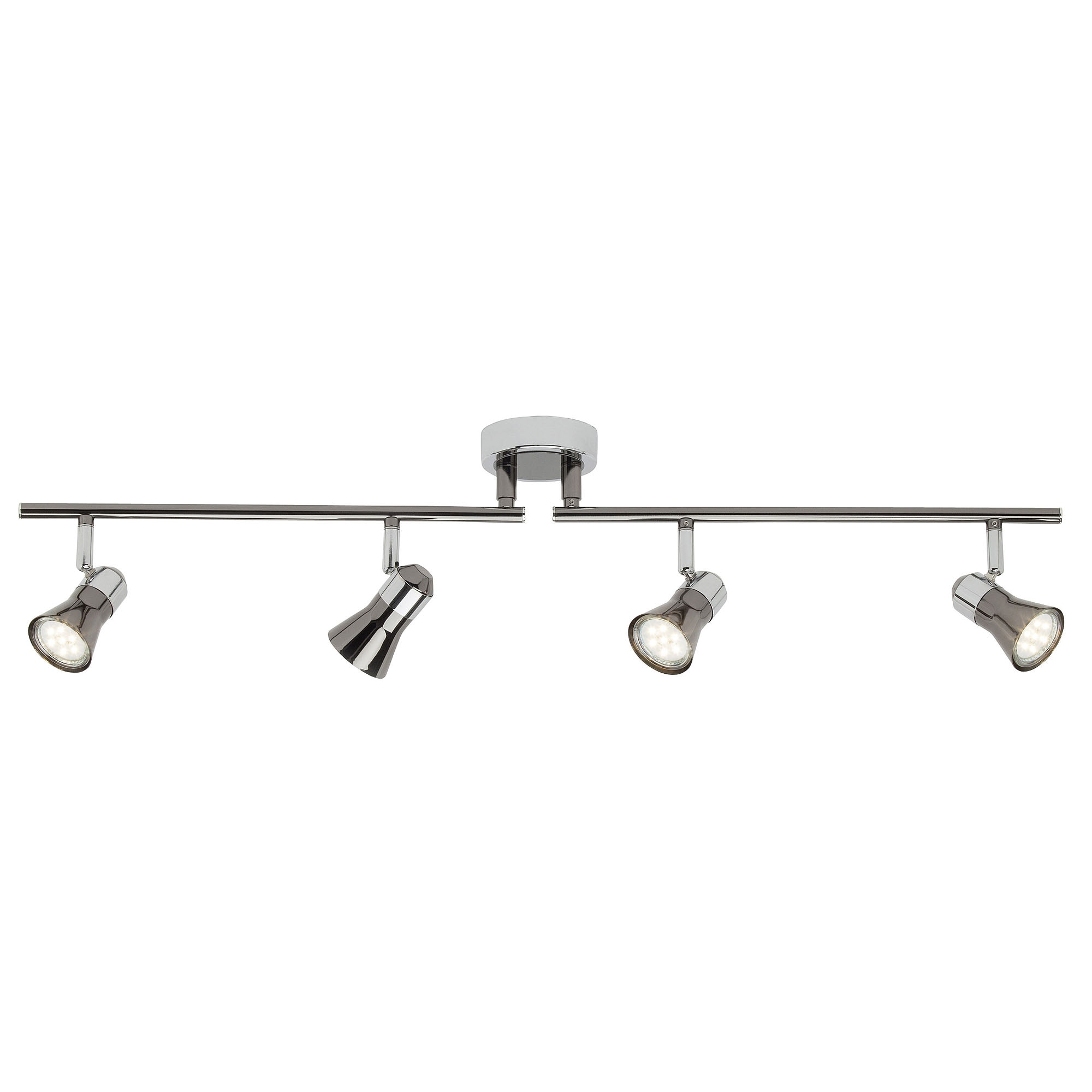 Brilliant Deckenstrahler »Jupp« GU10 1 Stk. Warmweiss LED Spotrohr 4flg chrom/schwarz