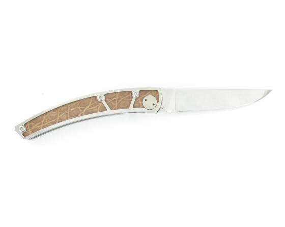 Le Thiers Design Crocodile Beige Couteau de Poche - Le Thiers par Dozorme