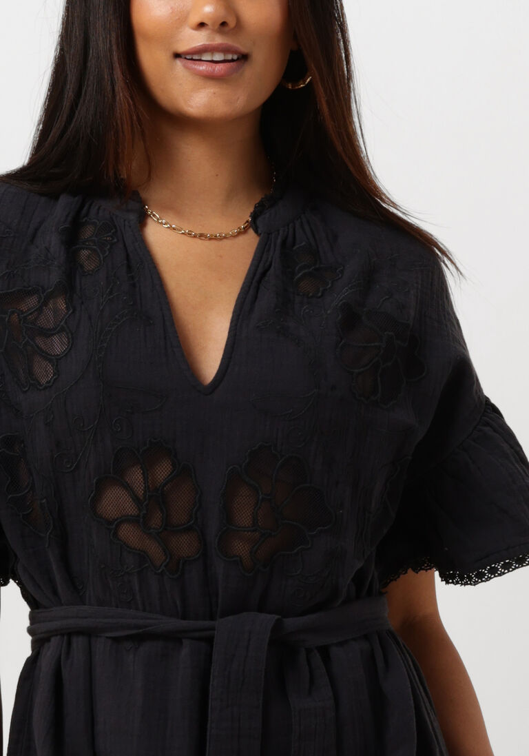 SISSEL EDELBO zwarte sissel edelbo midi jurk charm organic cotton caftan