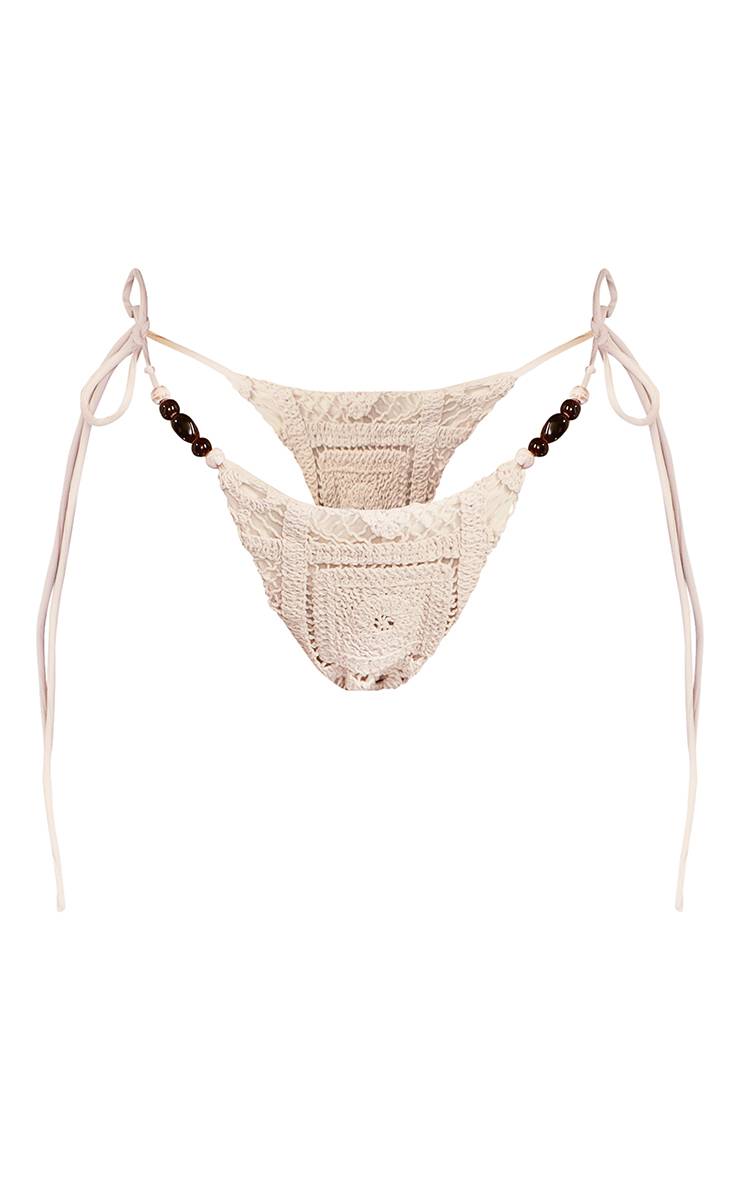 Gris Pierre Bas De Bikini En Crochet À Nouer Sur Les Côtés