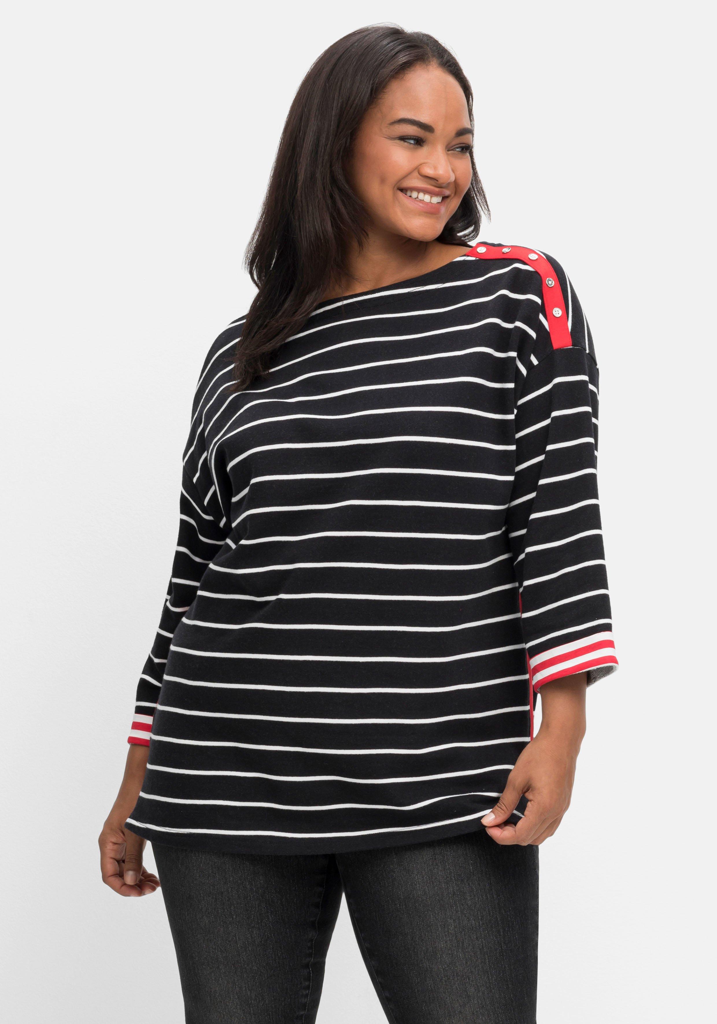 Sweatshirt mit Ringeln und Kontrastdetails