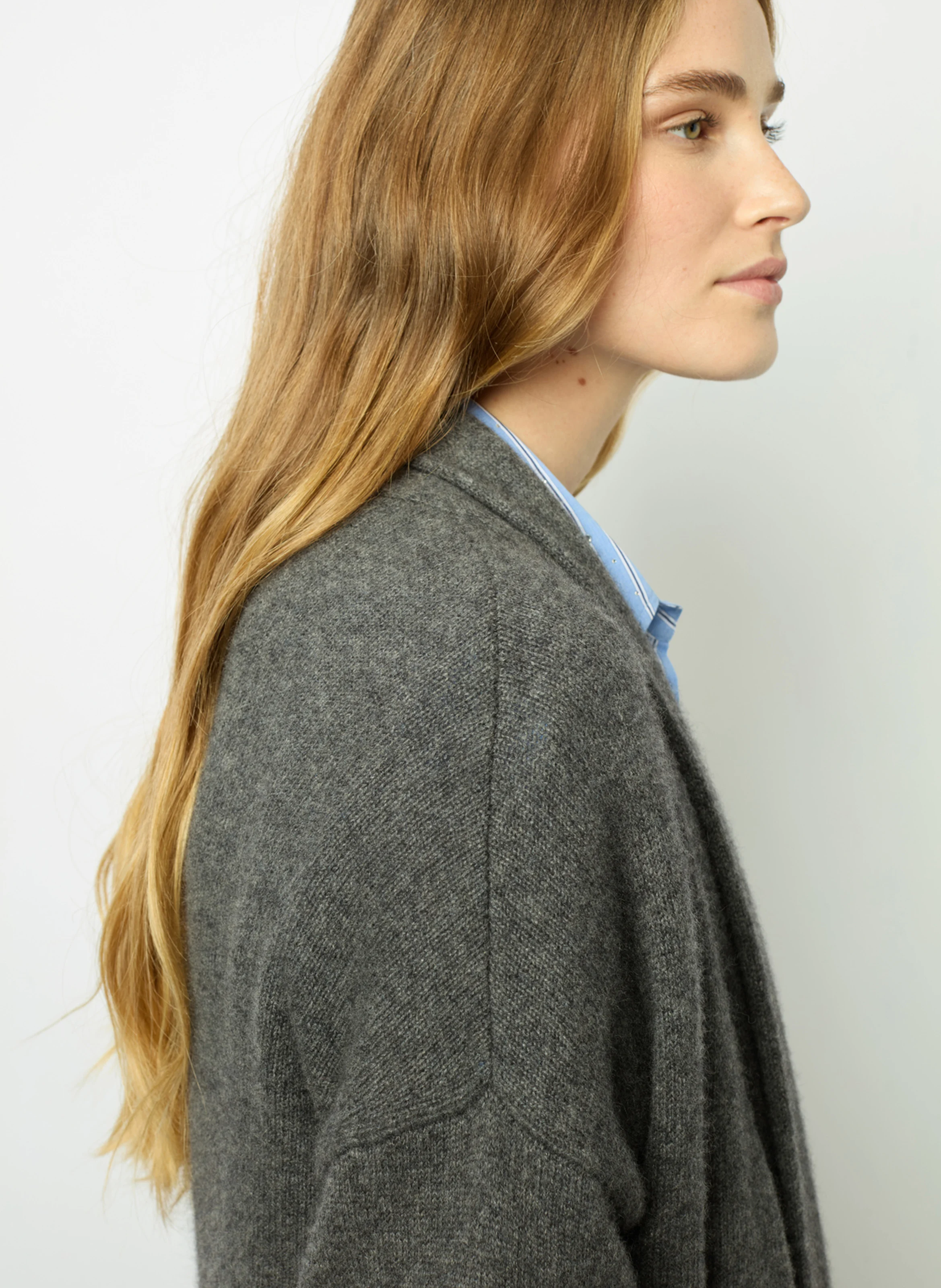 JOHANA - Gilet col chale en cachemire | Gris