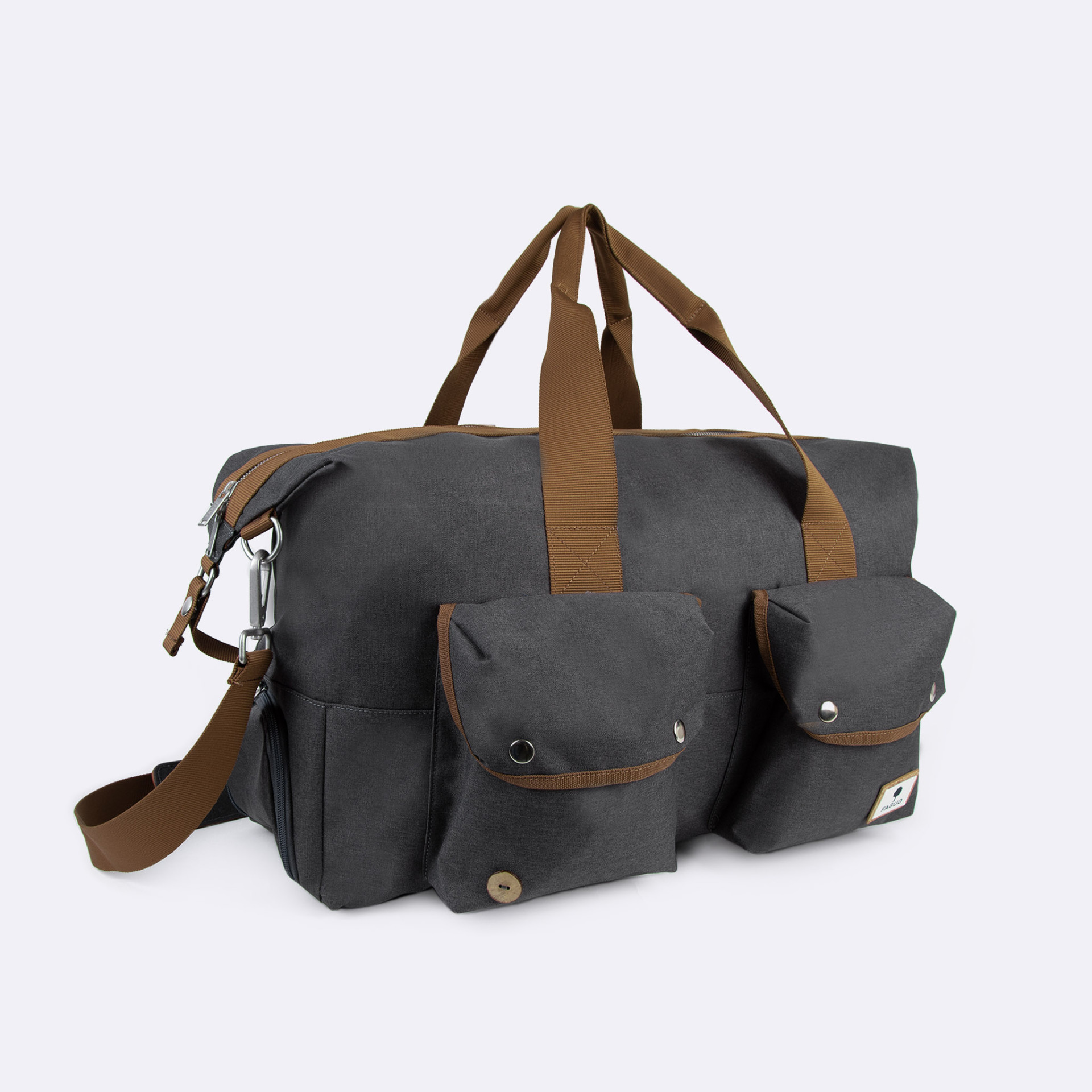 Sac weekend gris vegan polyester recyclé - modèle sac weekend