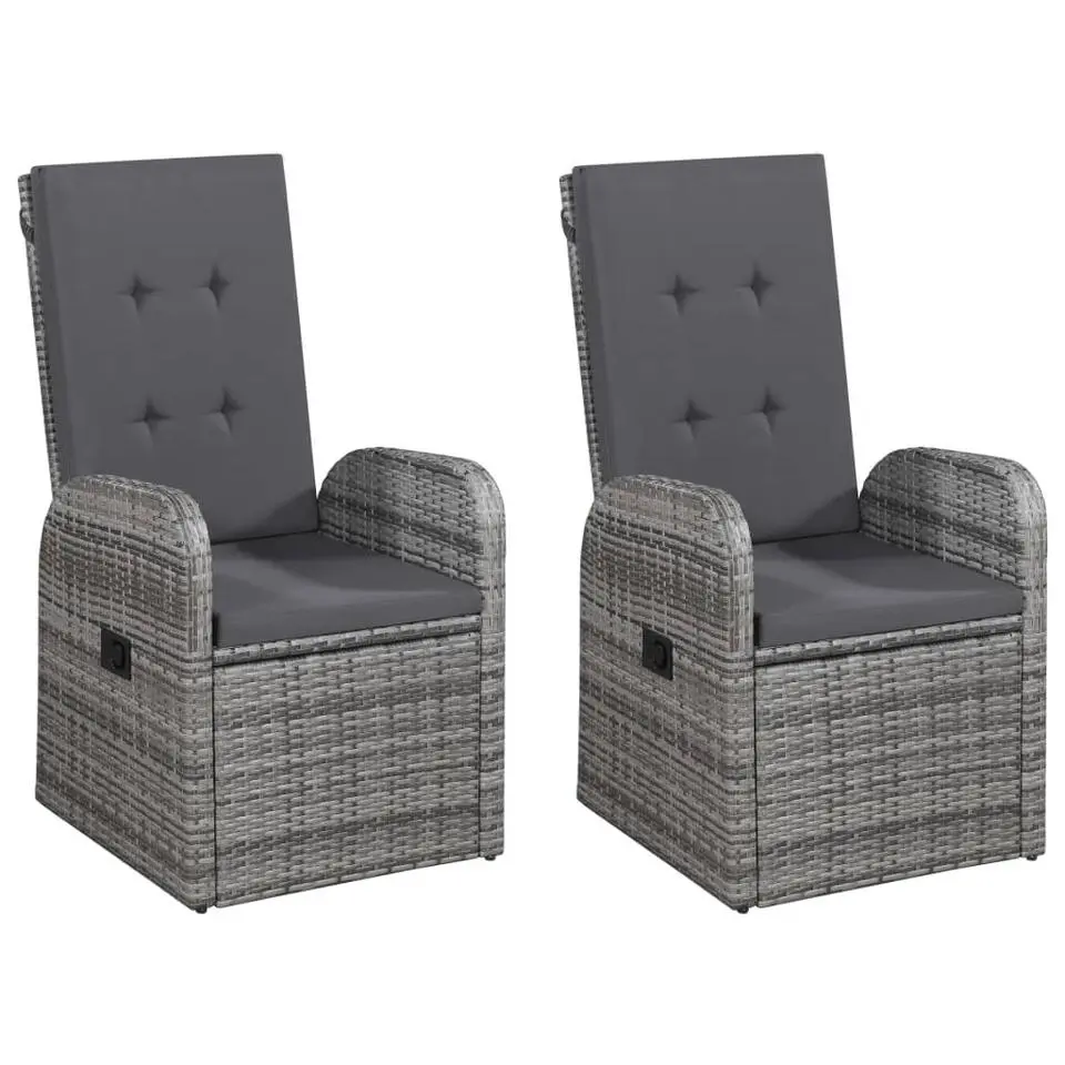 vidaXL - Grijs Tuinset - 4 verstelbaar stoelen en 85x85 cm tafel - Poly rattan