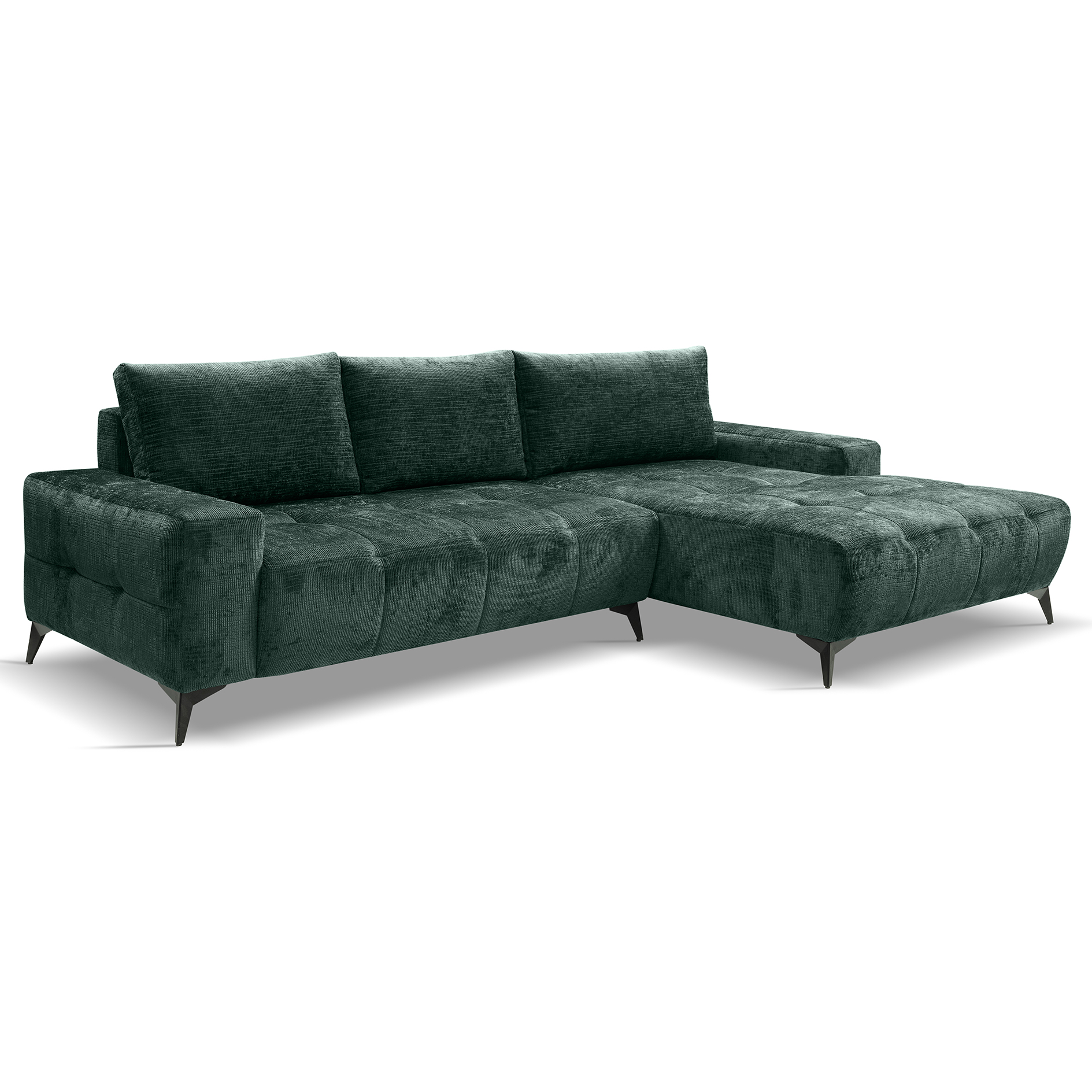 Ecksofa - jungle green - Liegefunktion - Staukasten - Longchair rechts