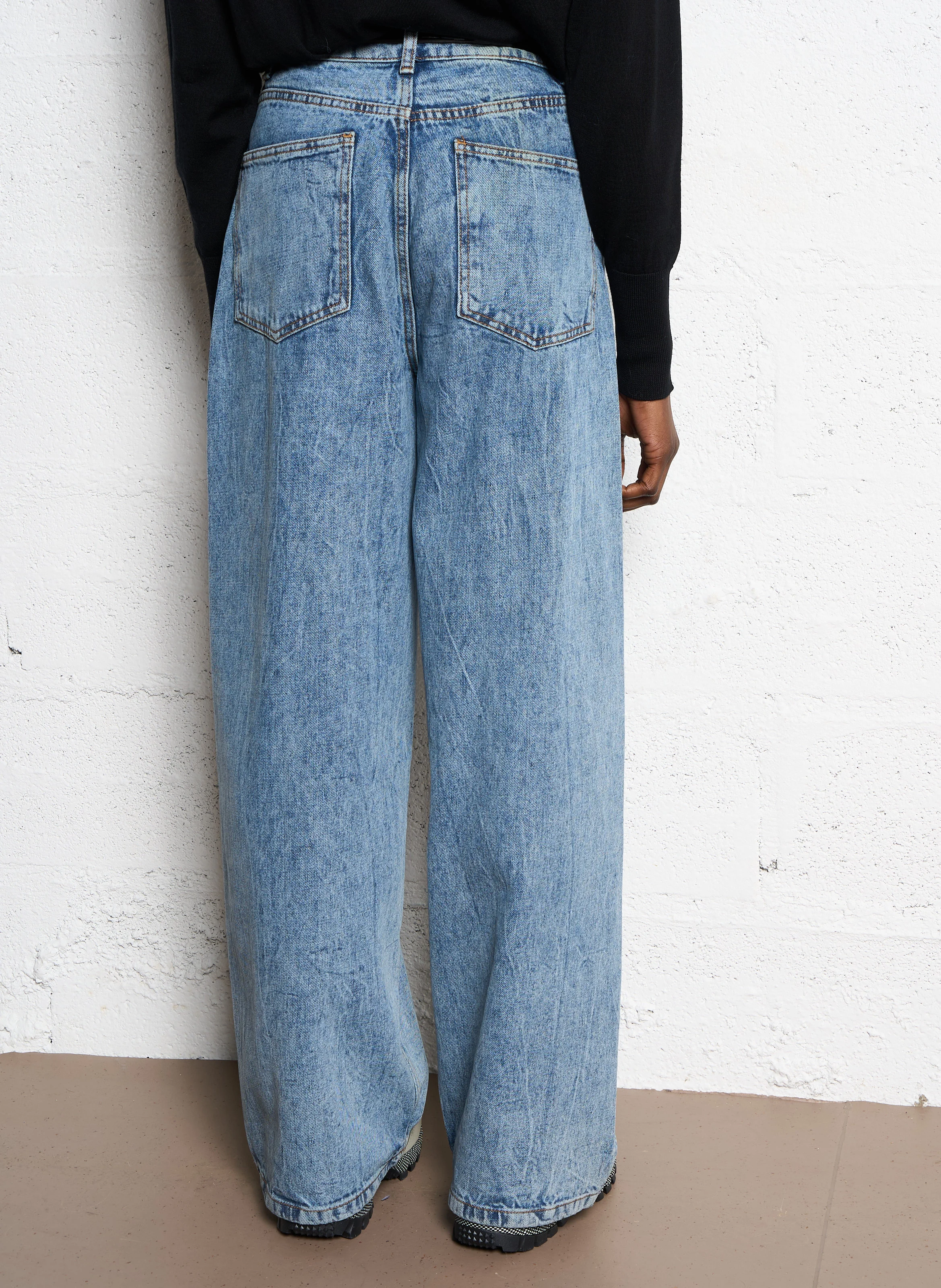 ISTANBUL - Jean large taille haute en coton | Bleu
