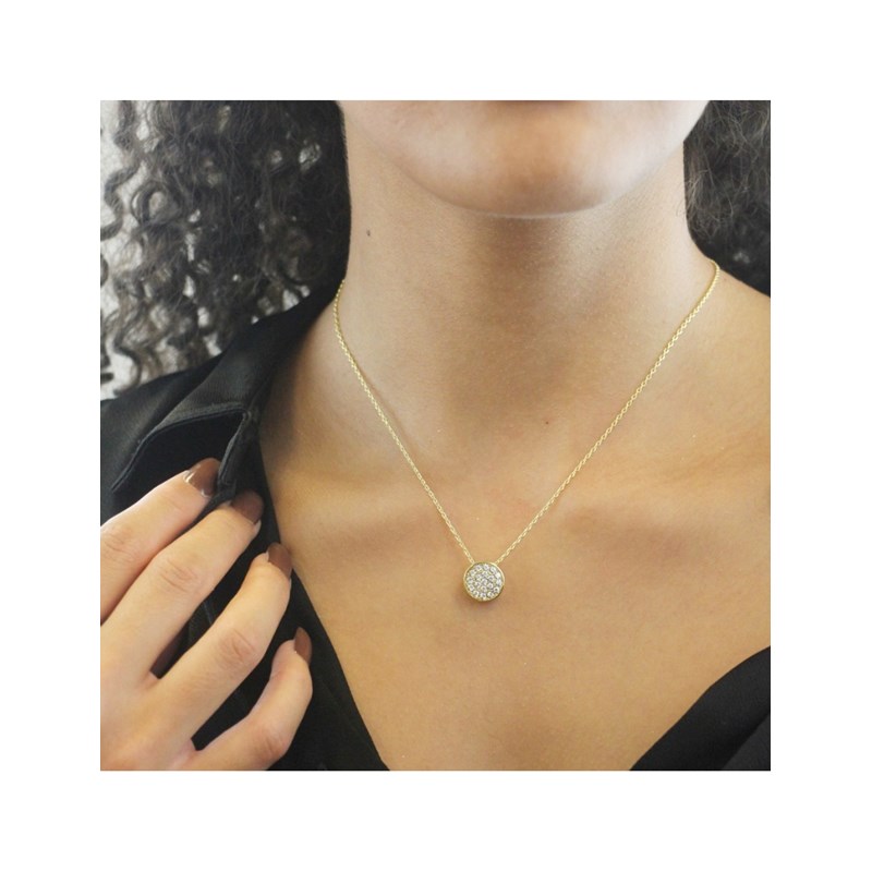 Pendentif Round - Or et Cristal