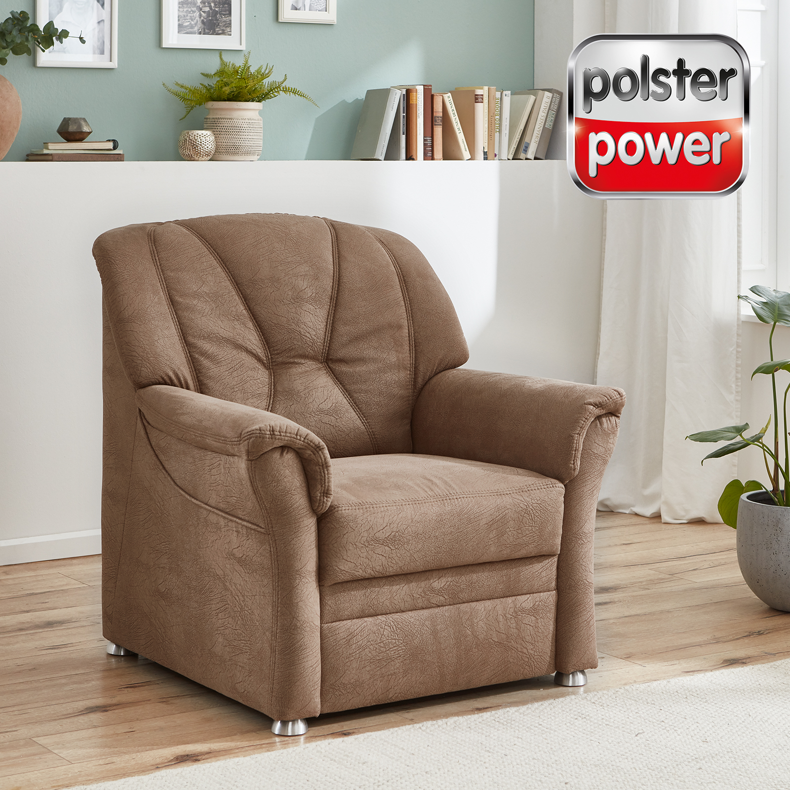polsterpower Sessel - braun - Federkern
