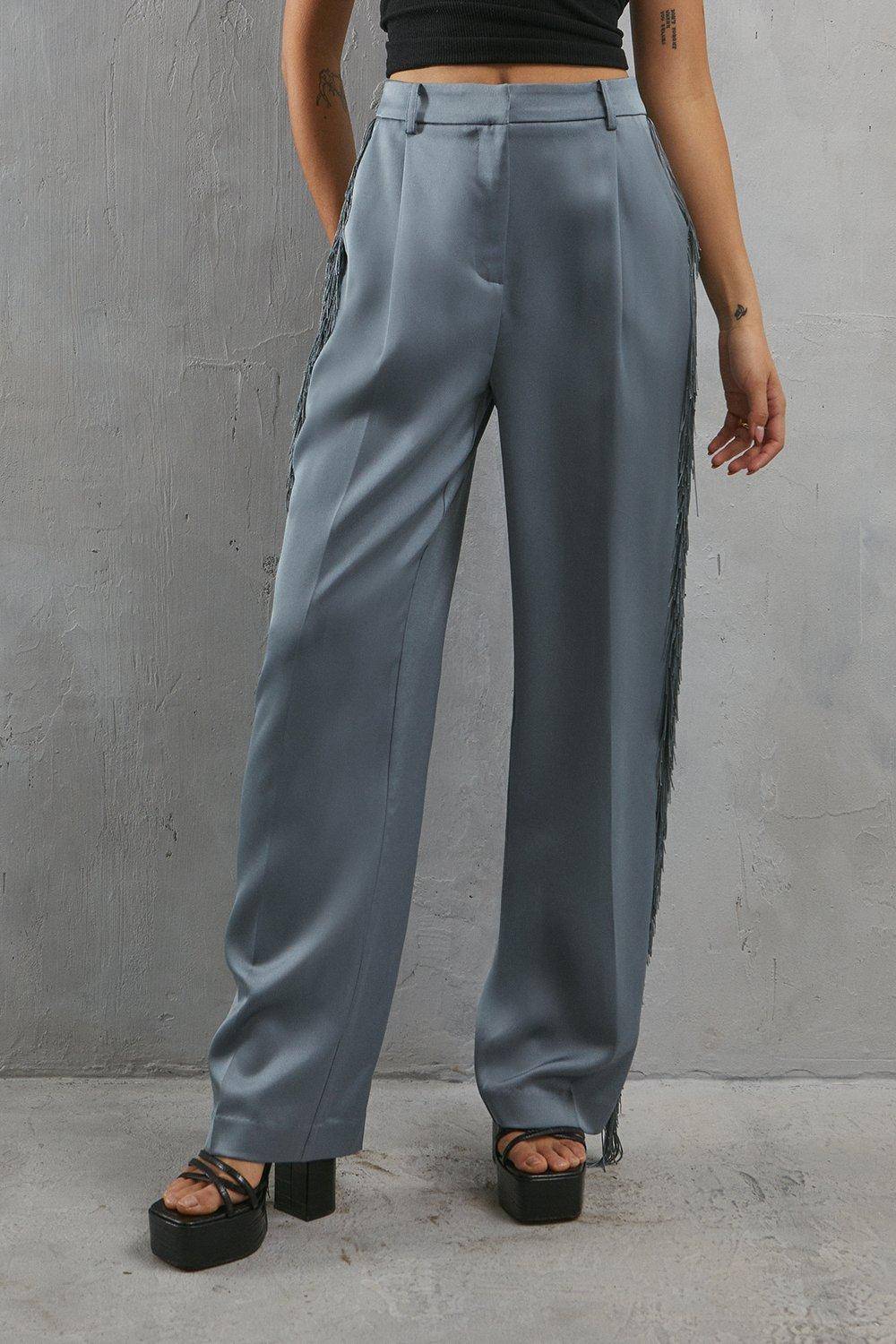 Warehouse Pantalon Droit Premium à Franges Latérales