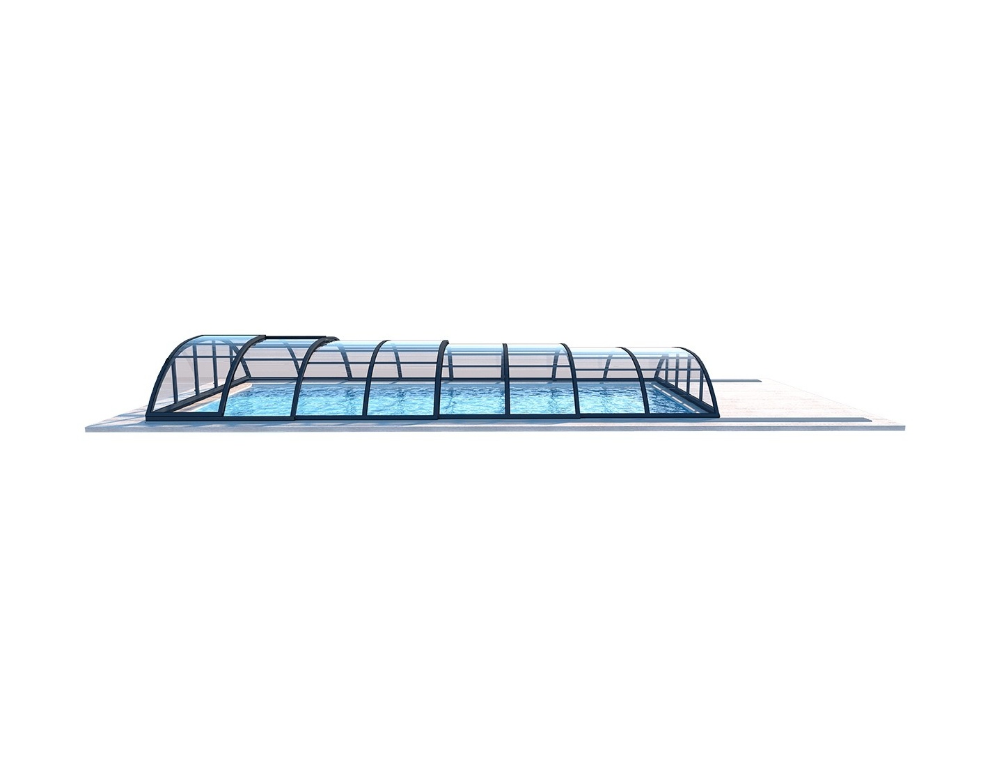 Abri de piscine horizon - 8,61x4,62 m - polycarbonate massif 3 mm - couleur ral7016 graphite