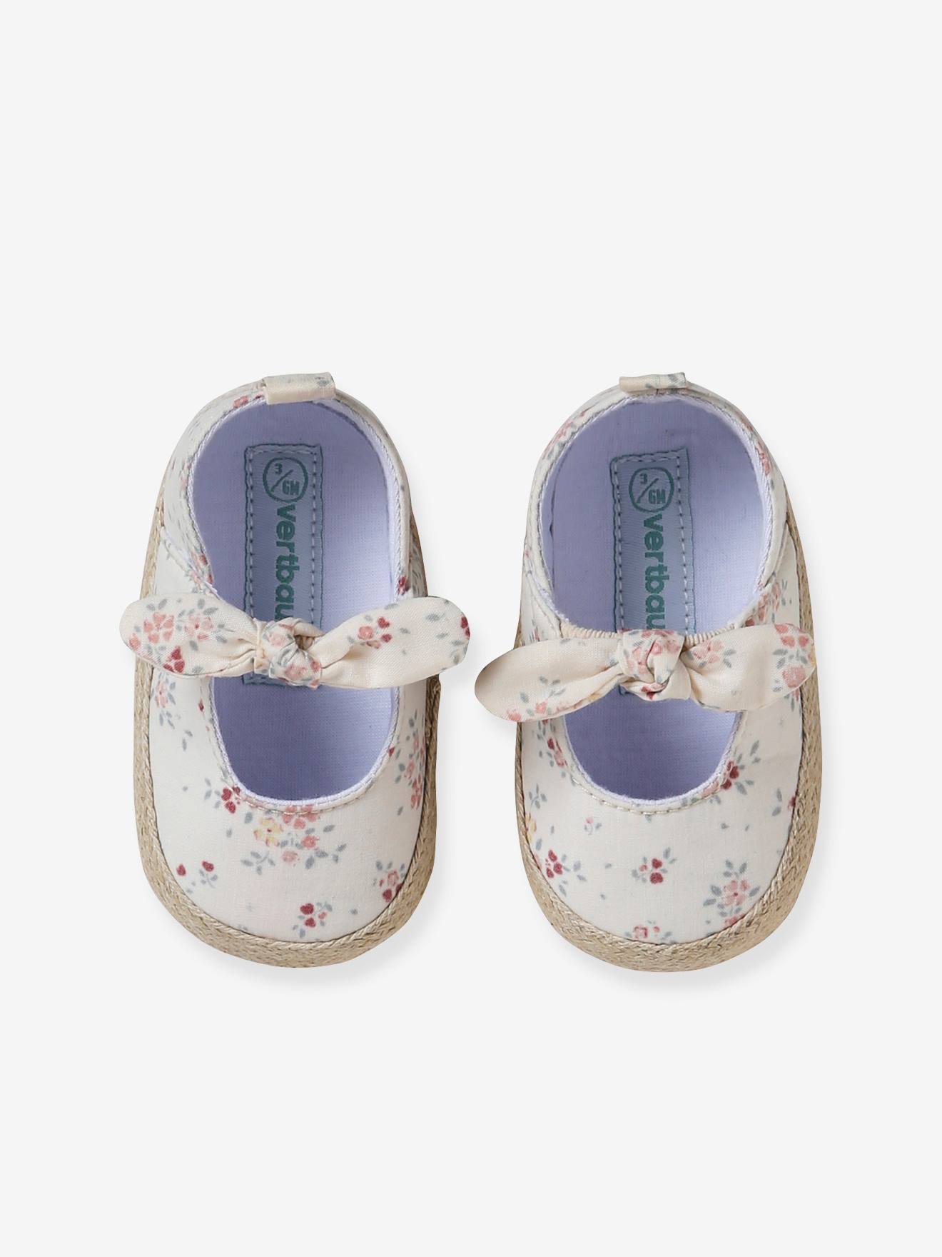 Sapatinhos de bailarina estampados em bege para bebês