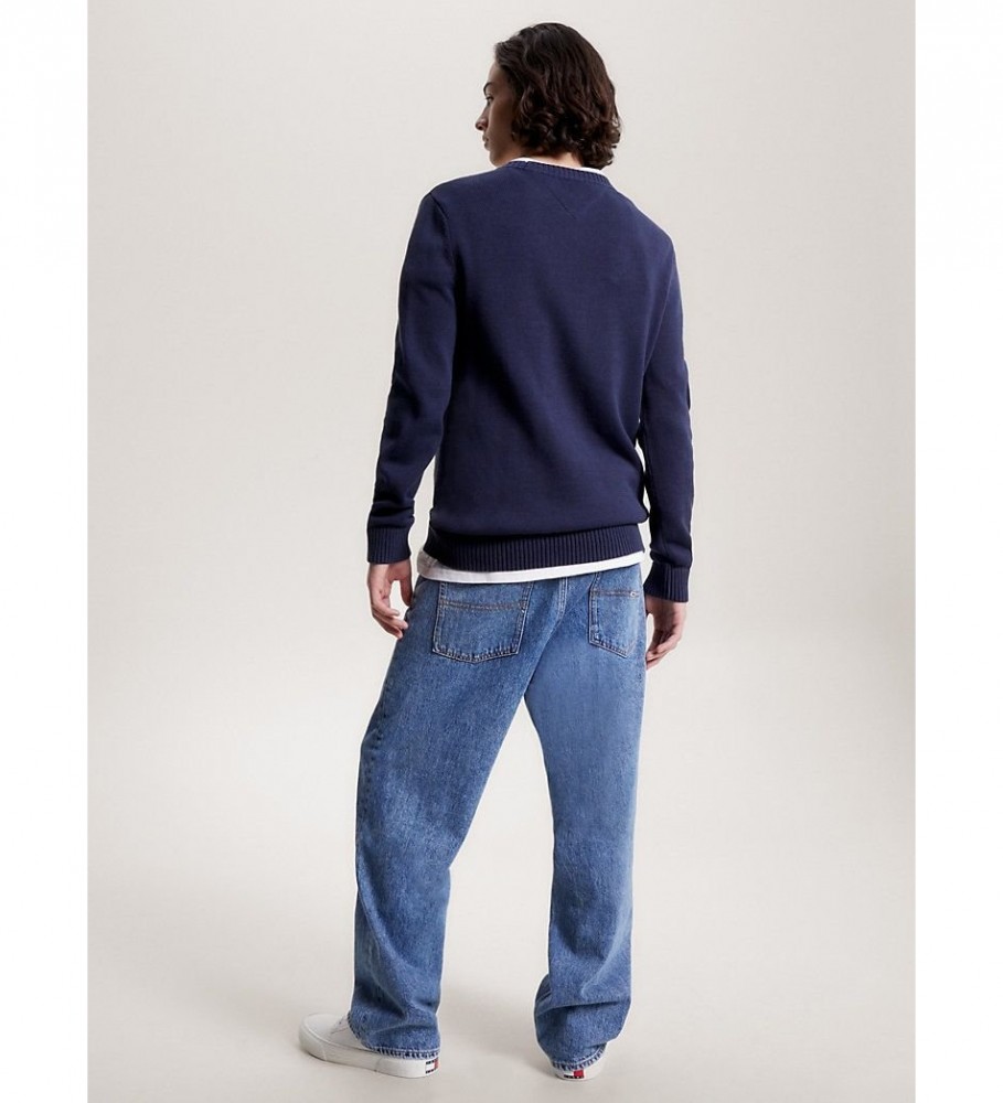 Suéter Tommy Jeans Essential Navy Logo com gola redonda