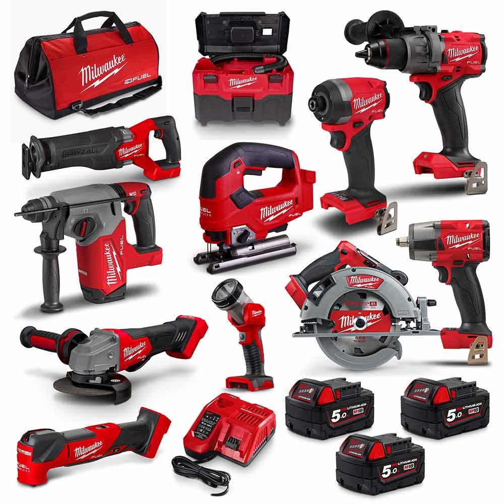MILWAUKEE 18V FUEL™ 11 Piece 3 x 5.0Ah Combo Kit M18FPP11A3503B
