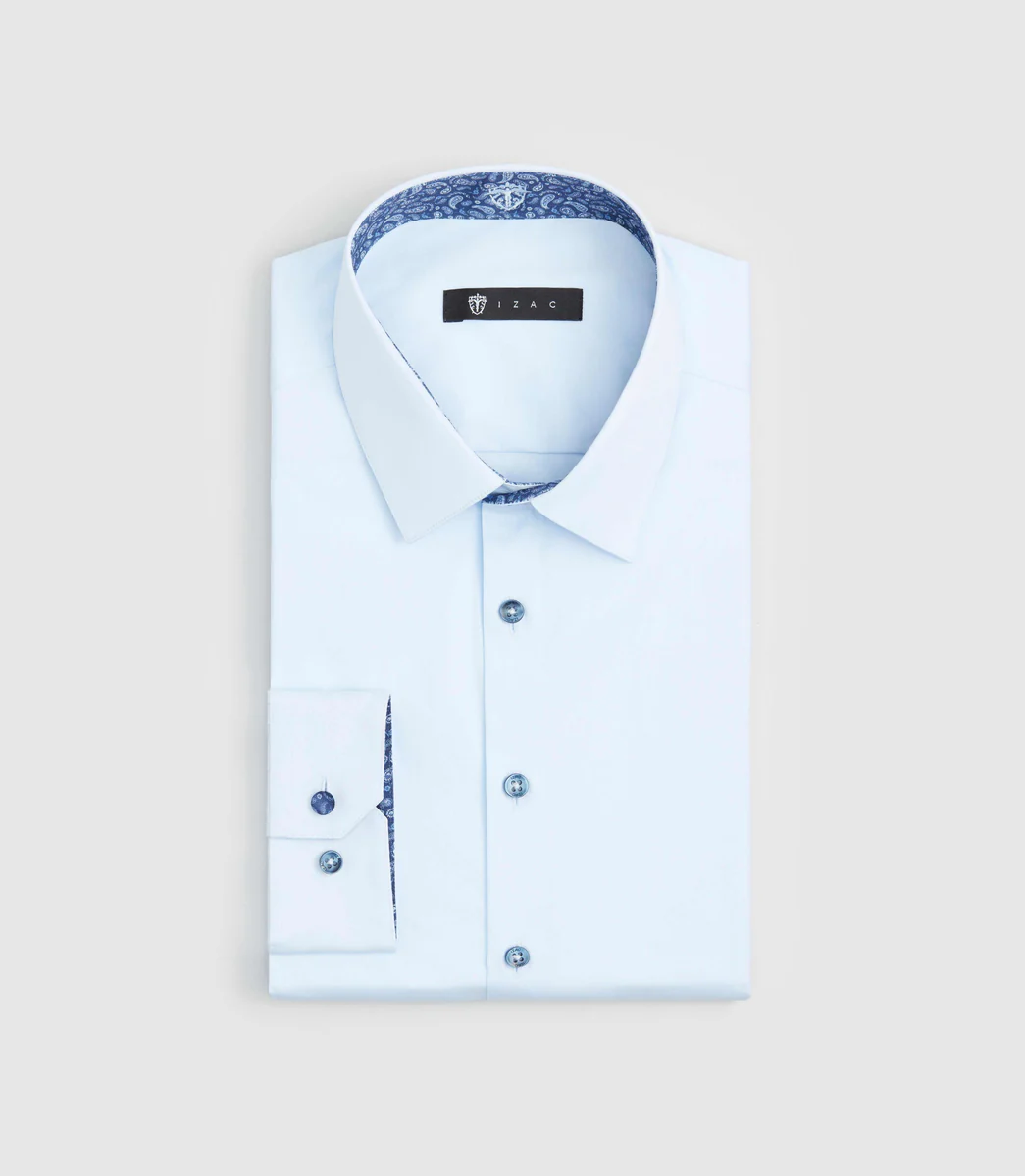 Chemise slim fantaisie bleu ciel 
