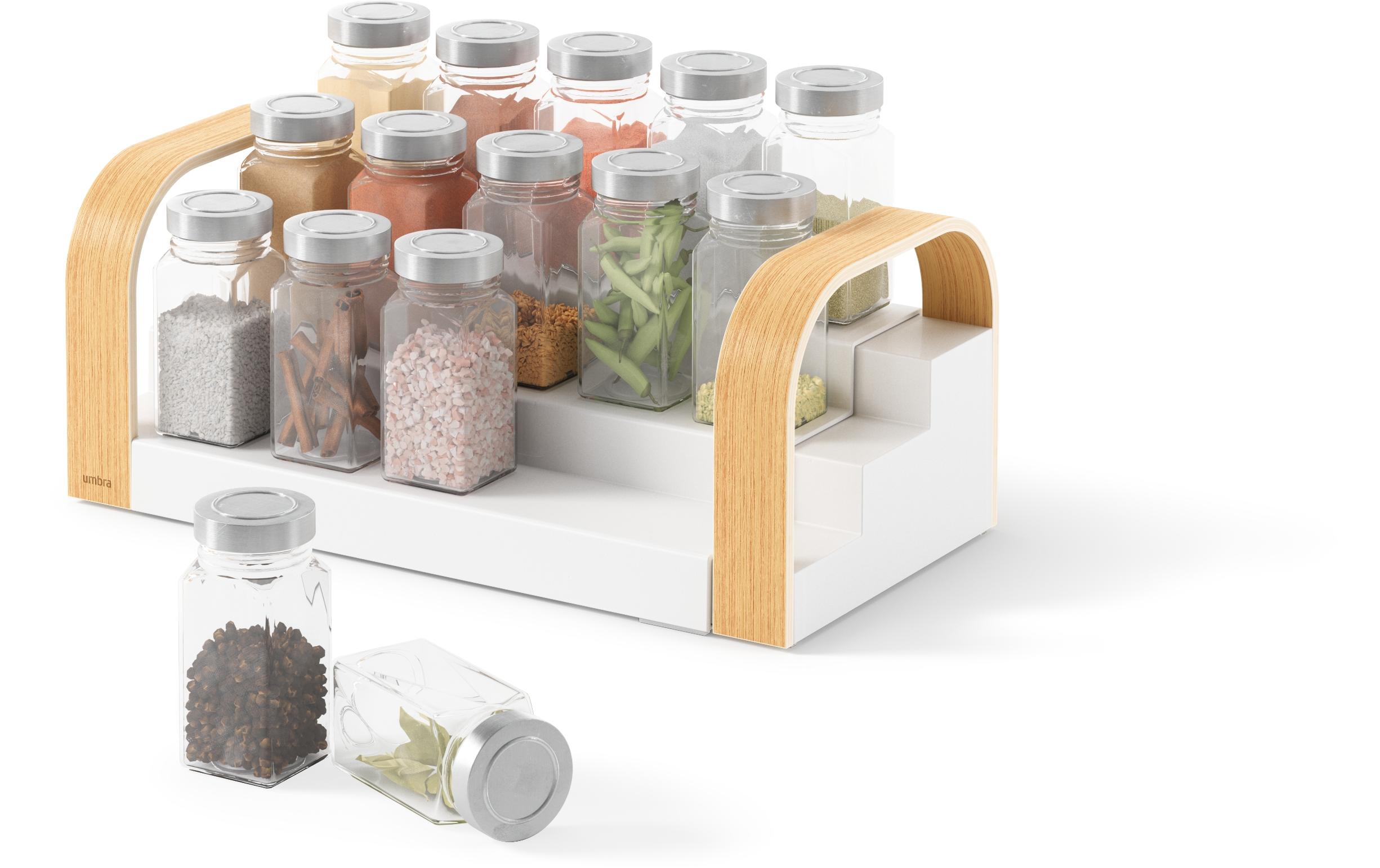 Gewürzregal Bellwood Nature/WeissDreistufiger Küchen-Organizer
