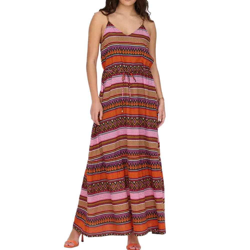 Only Robe Orange à Motifs Femme Only Tansted Life