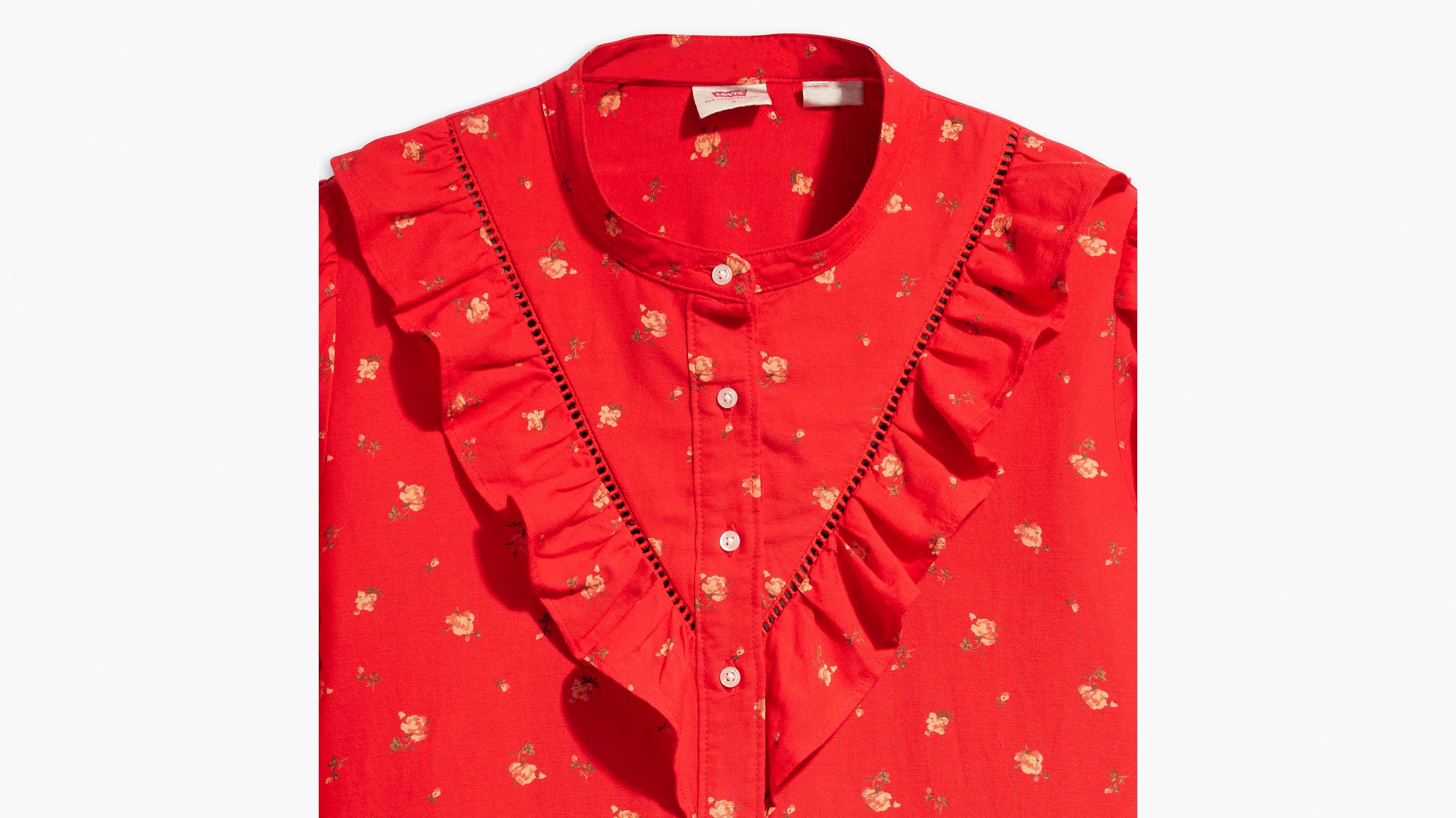 Blouse Carinna - Nina Floral Script Red - Rouge