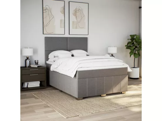 Sommier à lattes de lit avec matelas Taupe 160x200 cm Tissu
