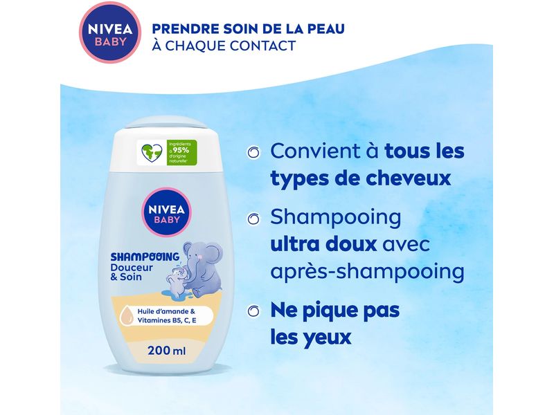NIVEA BABY Shampoo Extra Mild 200 ml Shampoo mit integrierter Pflegespülung schützt und stärkt die Kopfhaut und das Haar