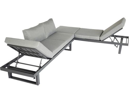 Tuinmeubelset loungeset bellavista 5-zits bestaande uit: driezitsbank, tafel inclusief kussens, aluminium antraciet