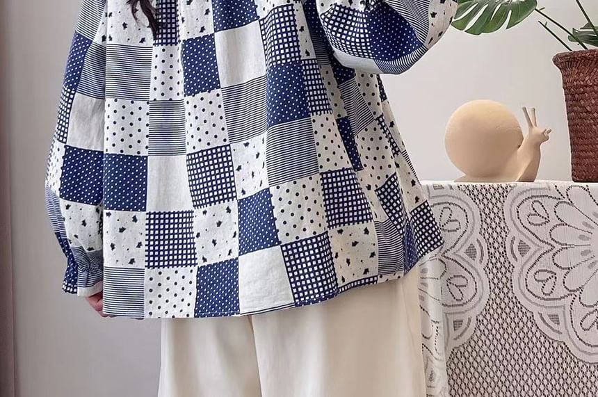 Aigan - Blouse met pofmouwen en kantversiering