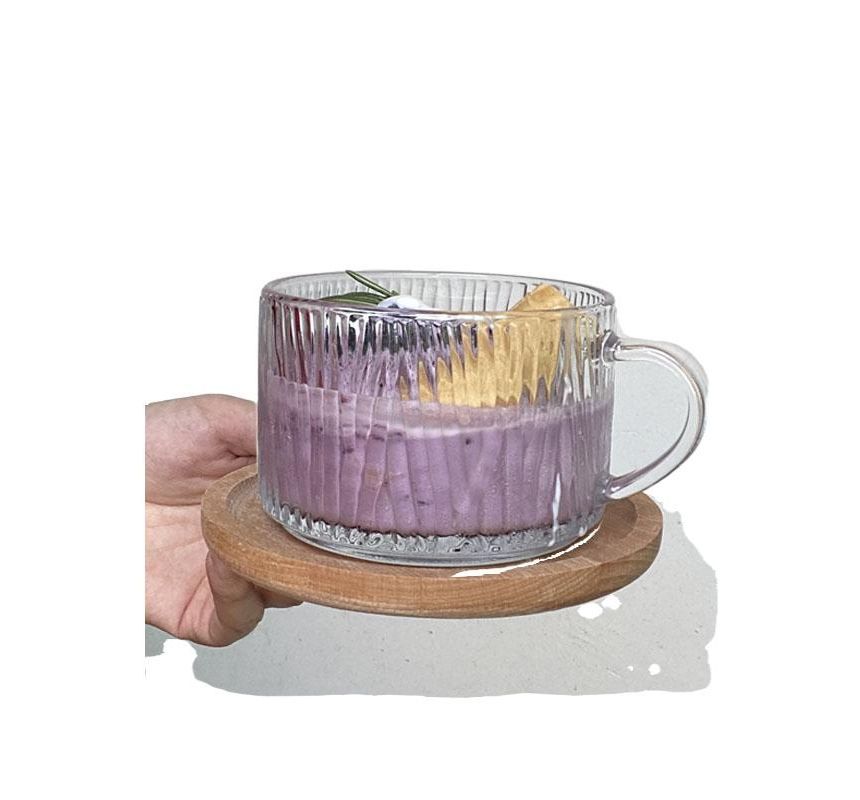 MIMO - Set: Glazen drinkbeker + Houten onderzetter
