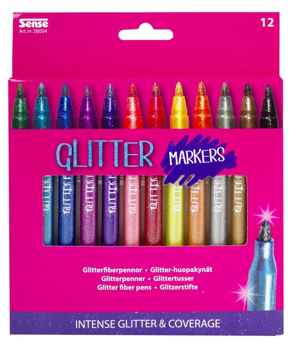 Glitterpenner 12 stk. Sense