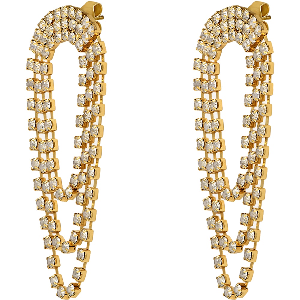 Boucles d'oreilles cascade Sparkling - Métal doré & cristaux