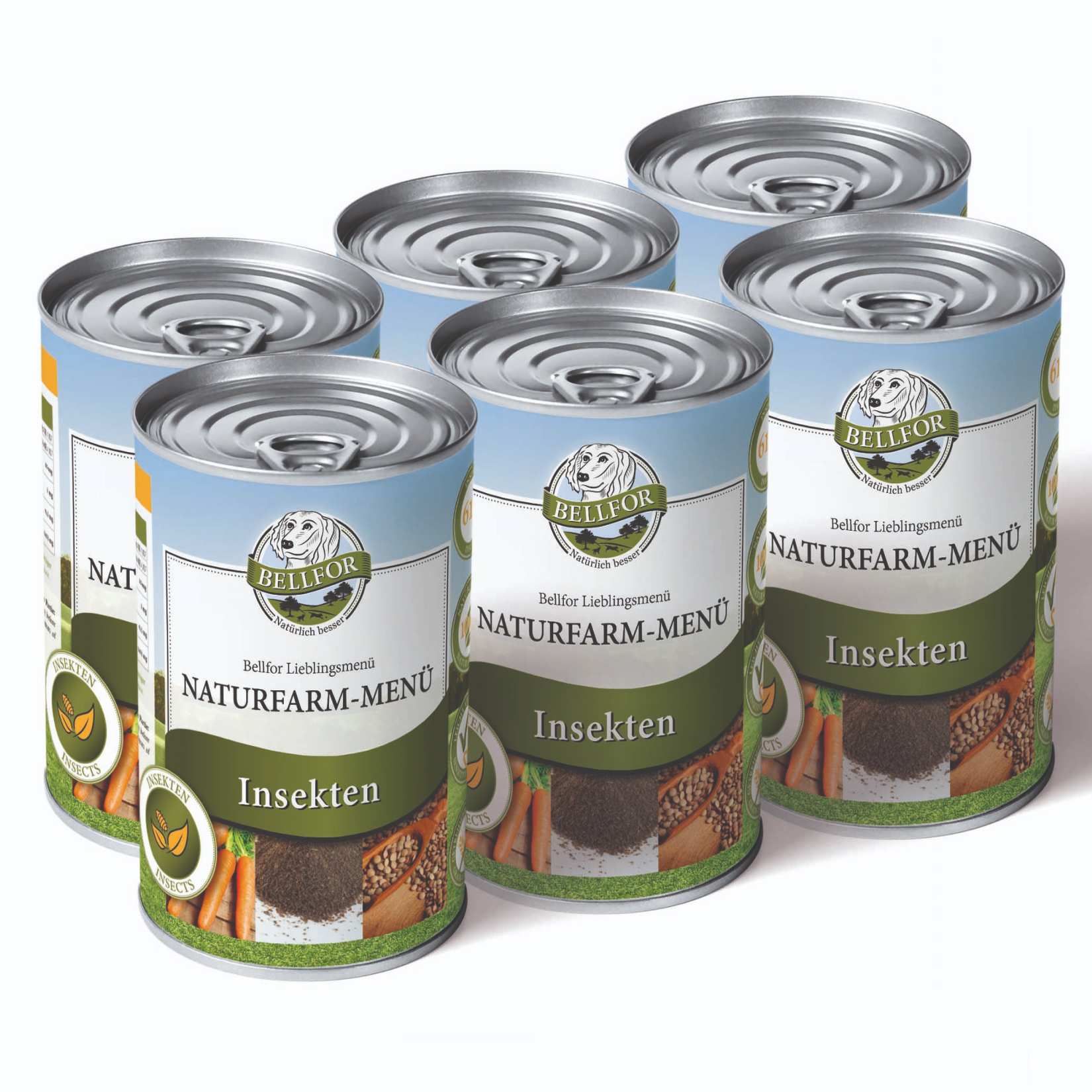 Hypoallergénique nourriture humide aux insectes - naturfarm-menü - 6x400g