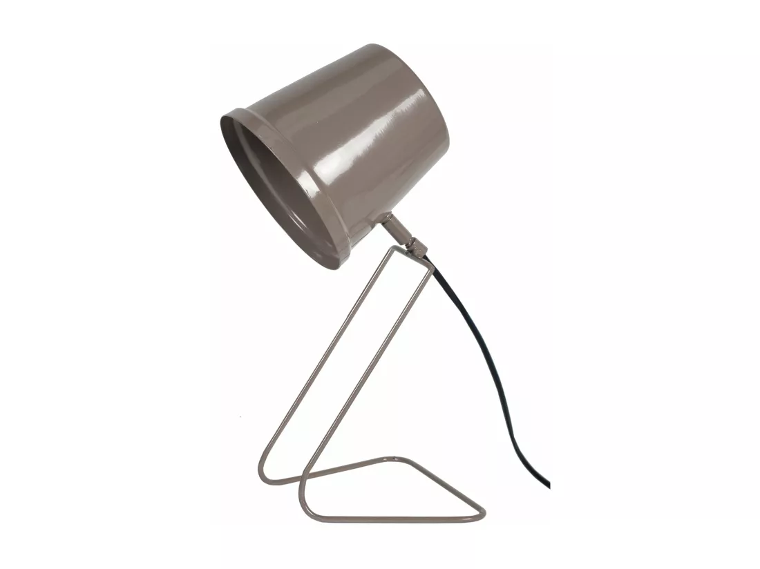 Lampe de bureau conique métal taupe 38 cm.