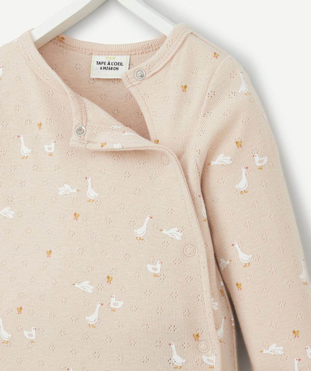 DORS BIEN EN COTON BIO ROSE PÂLE IMPRIMÉ AVEC OIES