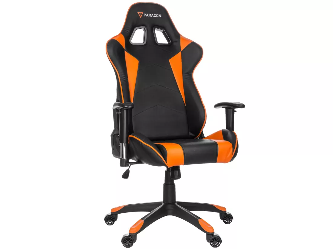 Paracon Knight Fauteuil de gamer avec oreiller cervical et soutien lombaire, orange.