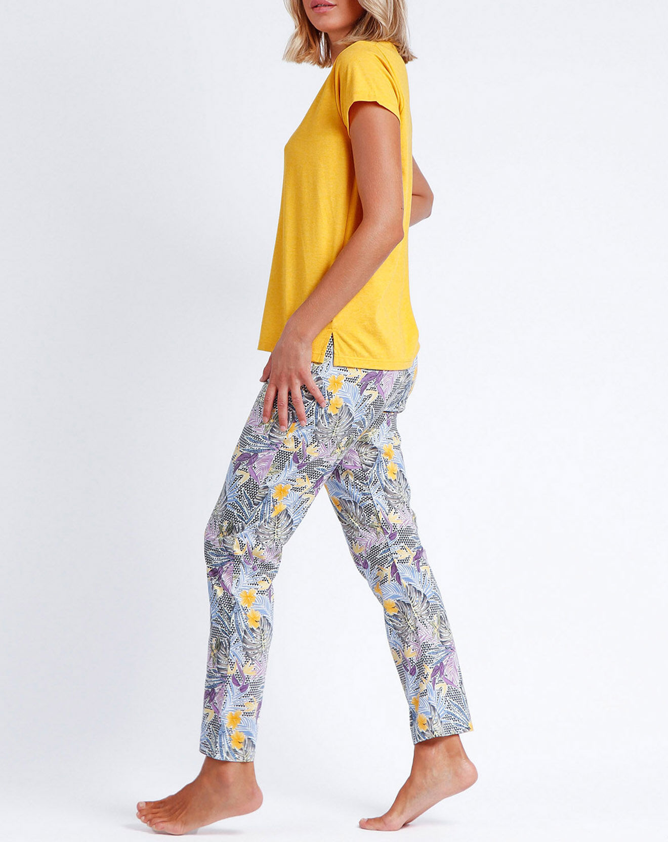 Admas Pyjama Ethnique jungle jaune/gris