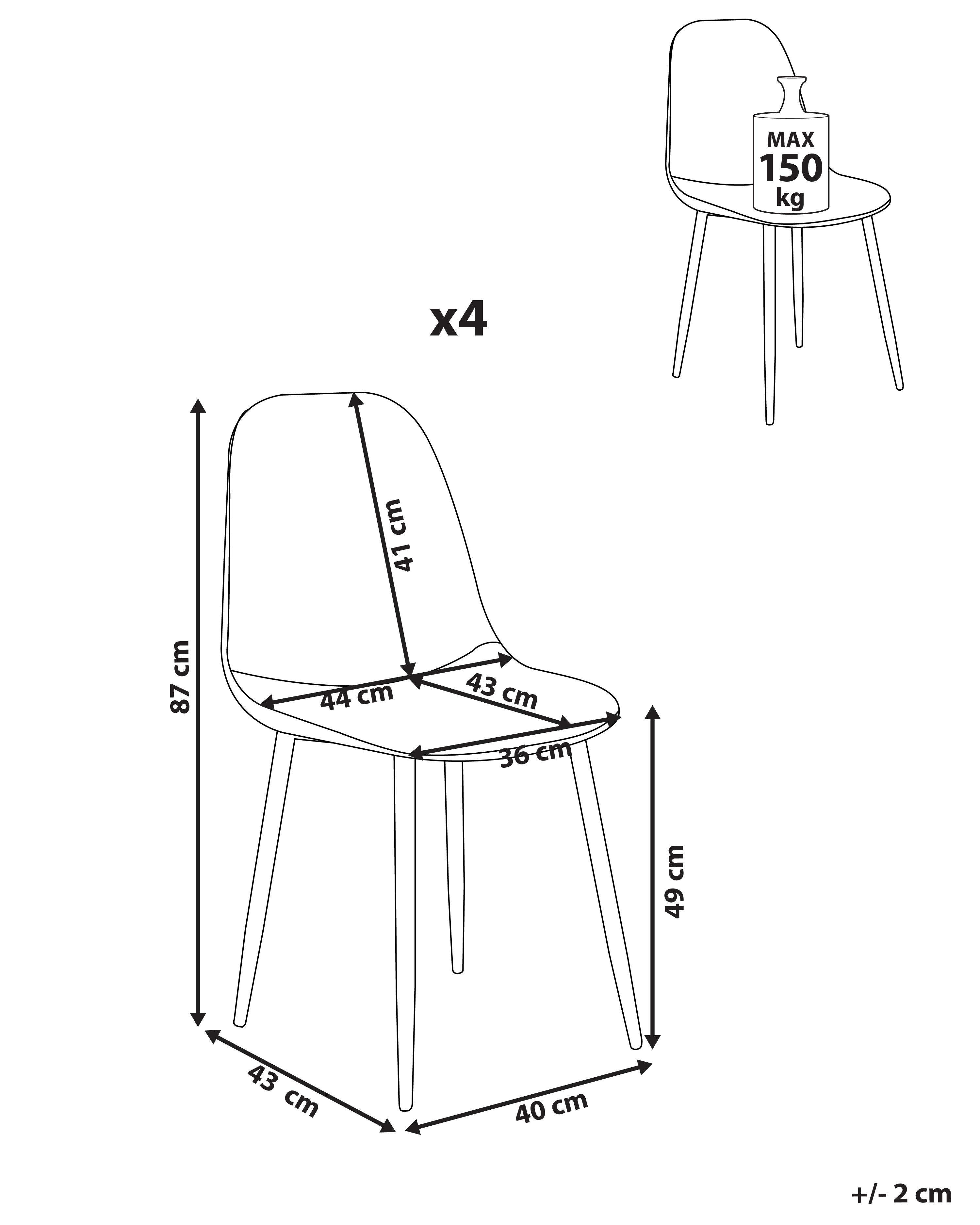 Set van 4 eetkamerstoelen CRANDALL Stof Lichtbeige