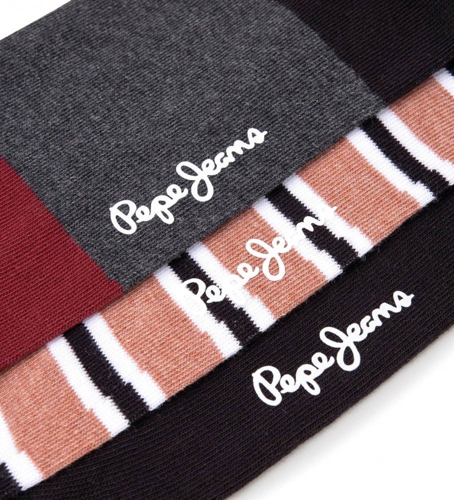 Pacote com 3 pares de meias coloridas Pepe Jeans em blocos de cores.