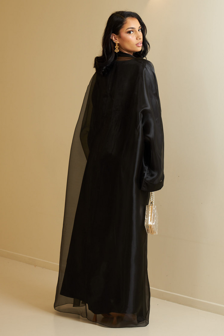 Ensemble 2 pièces abaya + kimono ceinturé noir