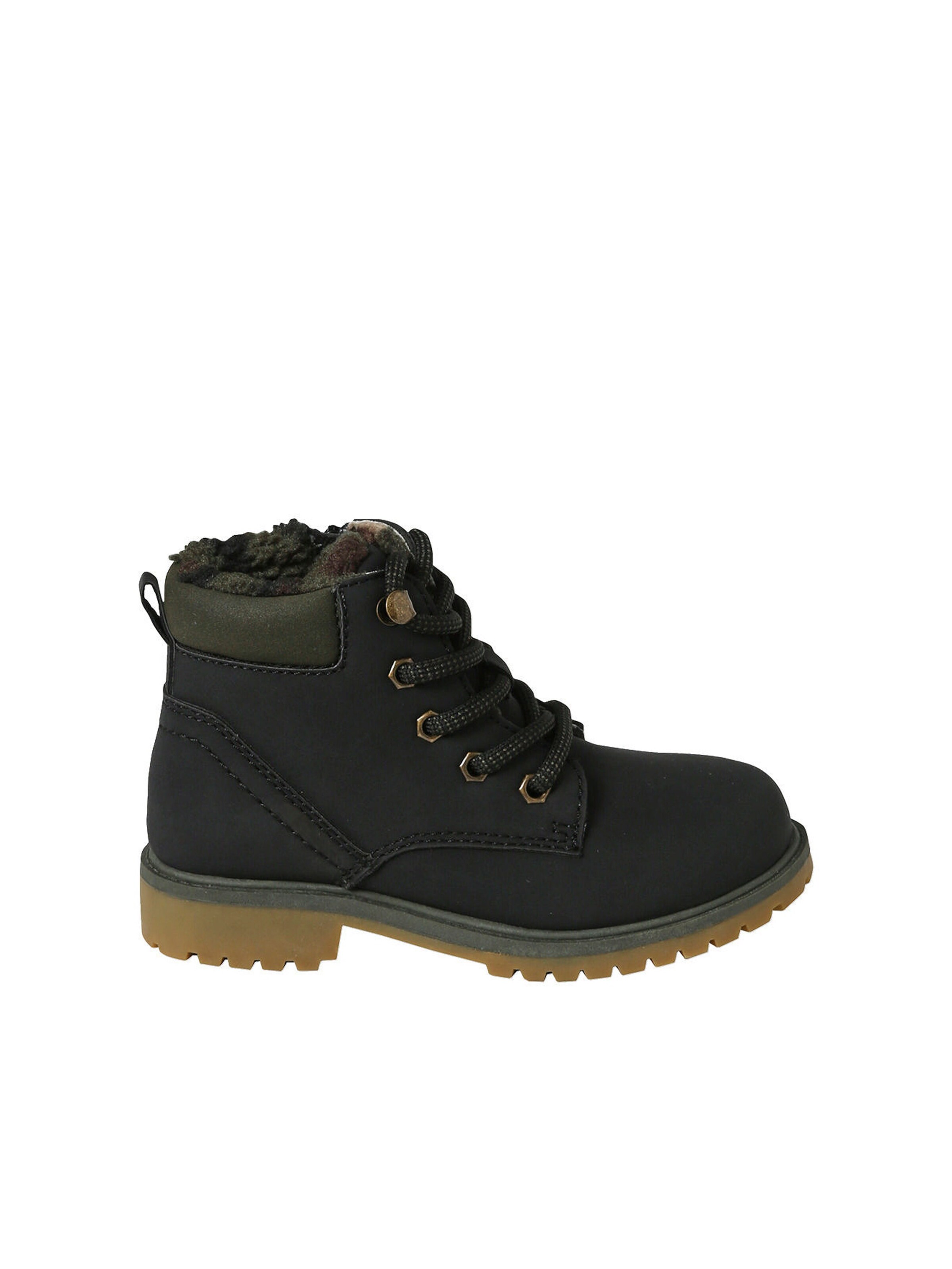 Vertbaudet Warme Kinder Schnürboots mit Profilsohle schwarz