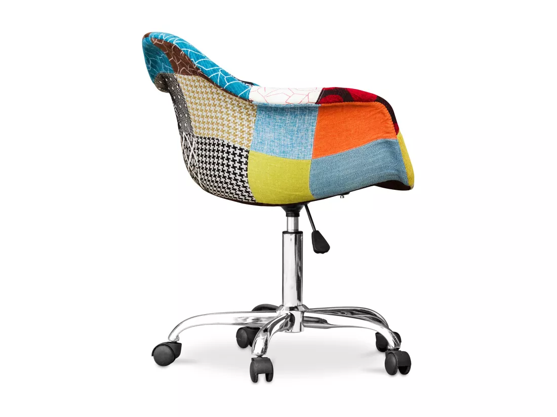 Chaise de bureau avec accoudoirs - Chaise de bureau à roulettes - Tapissée en patchwork - Patty Multicolore