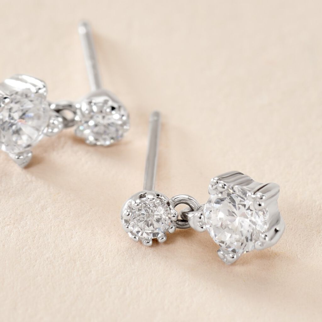 Boucles D'oreilles Puces Tibby Argent Blanc Oxyde De Zirconium