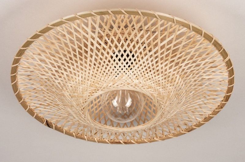 Riet - Rotan Plafondlamp - Natuurkleur - Handgemaakt - Diameter 40 cm