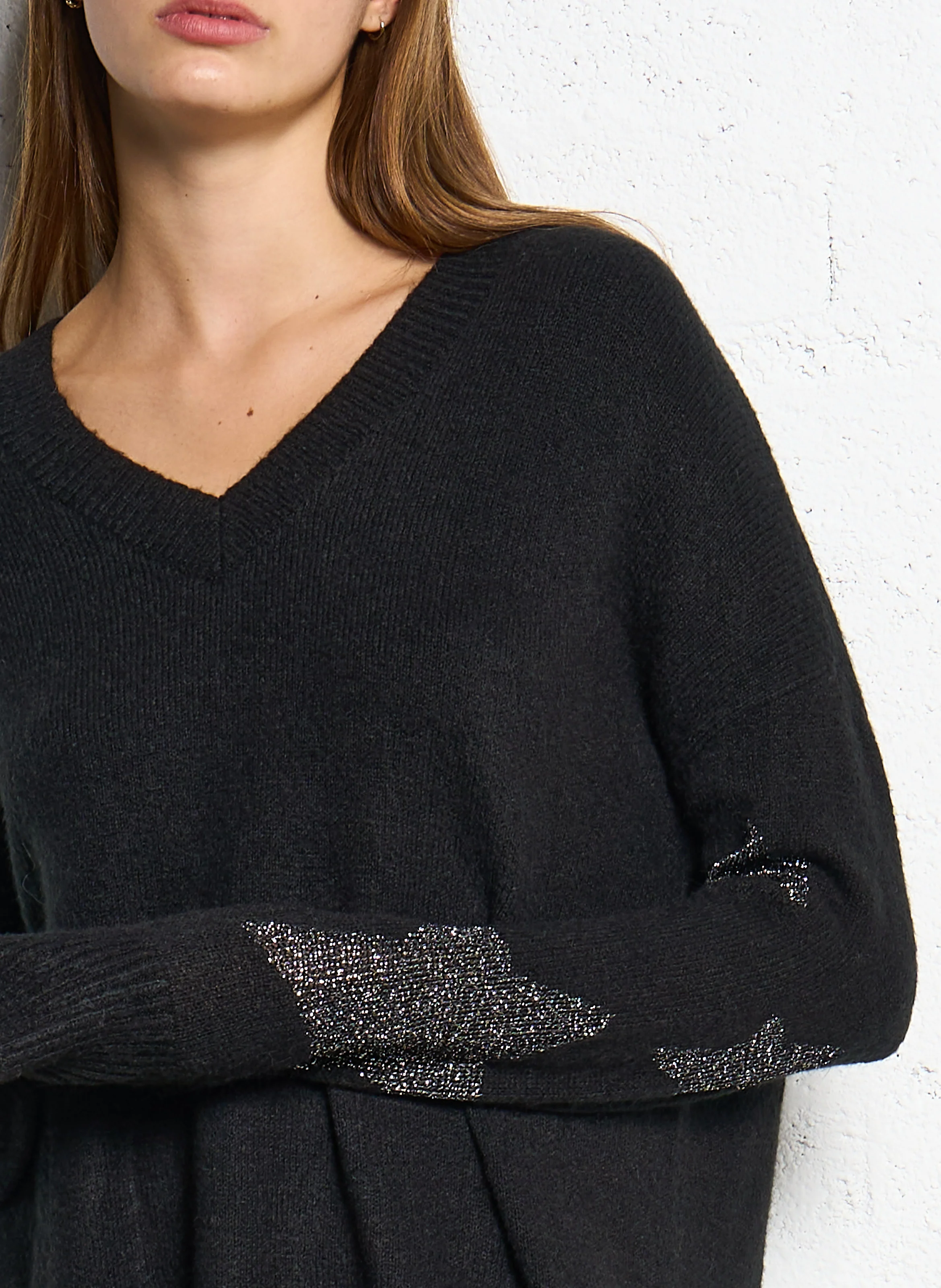 Pull oversize col V| Noir