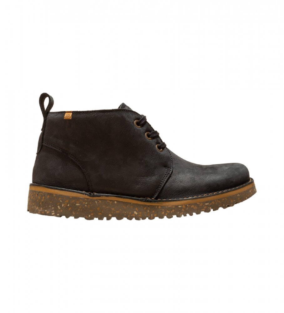 Botas de cano curto Naturalist Pleasant em couro preto N5630