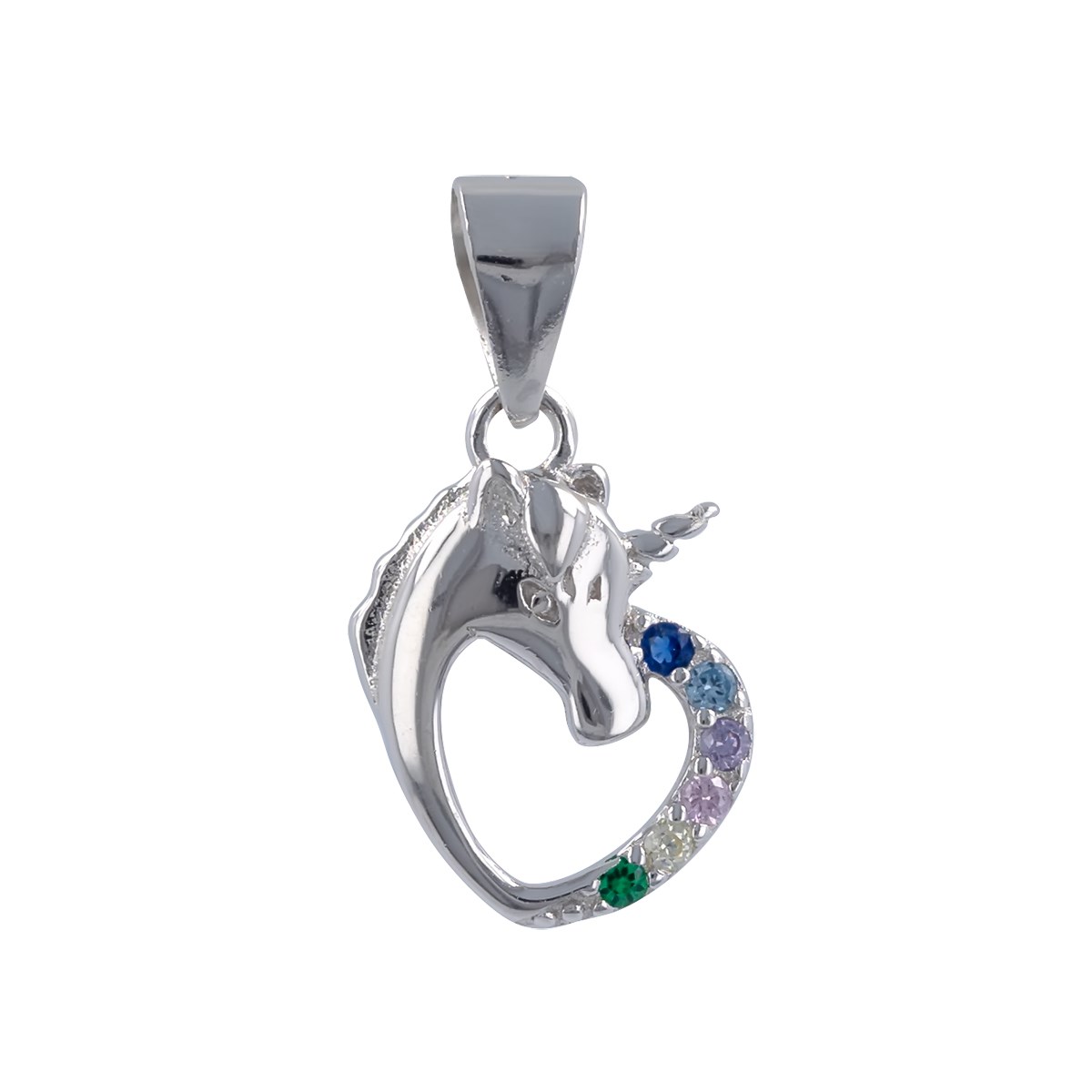 Pendentif argent rhodié avec cz forme licorne
