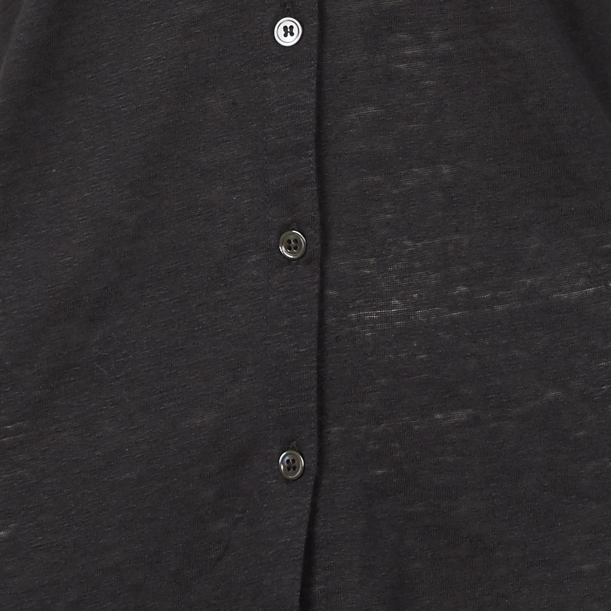 Chemise col classique en lin mélangé | Noir