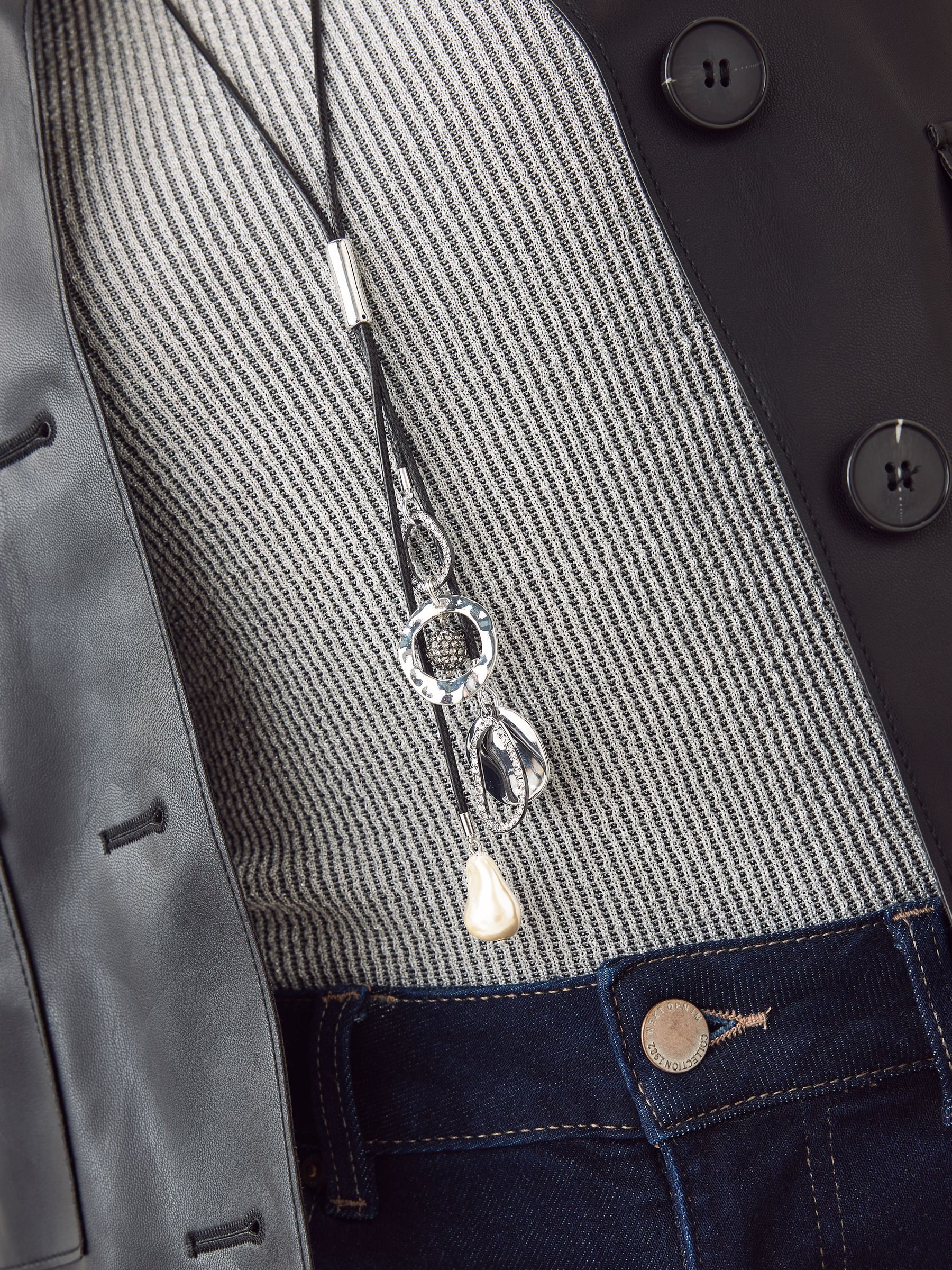 Zwart - Cord Cluster Long Lariat Necklace