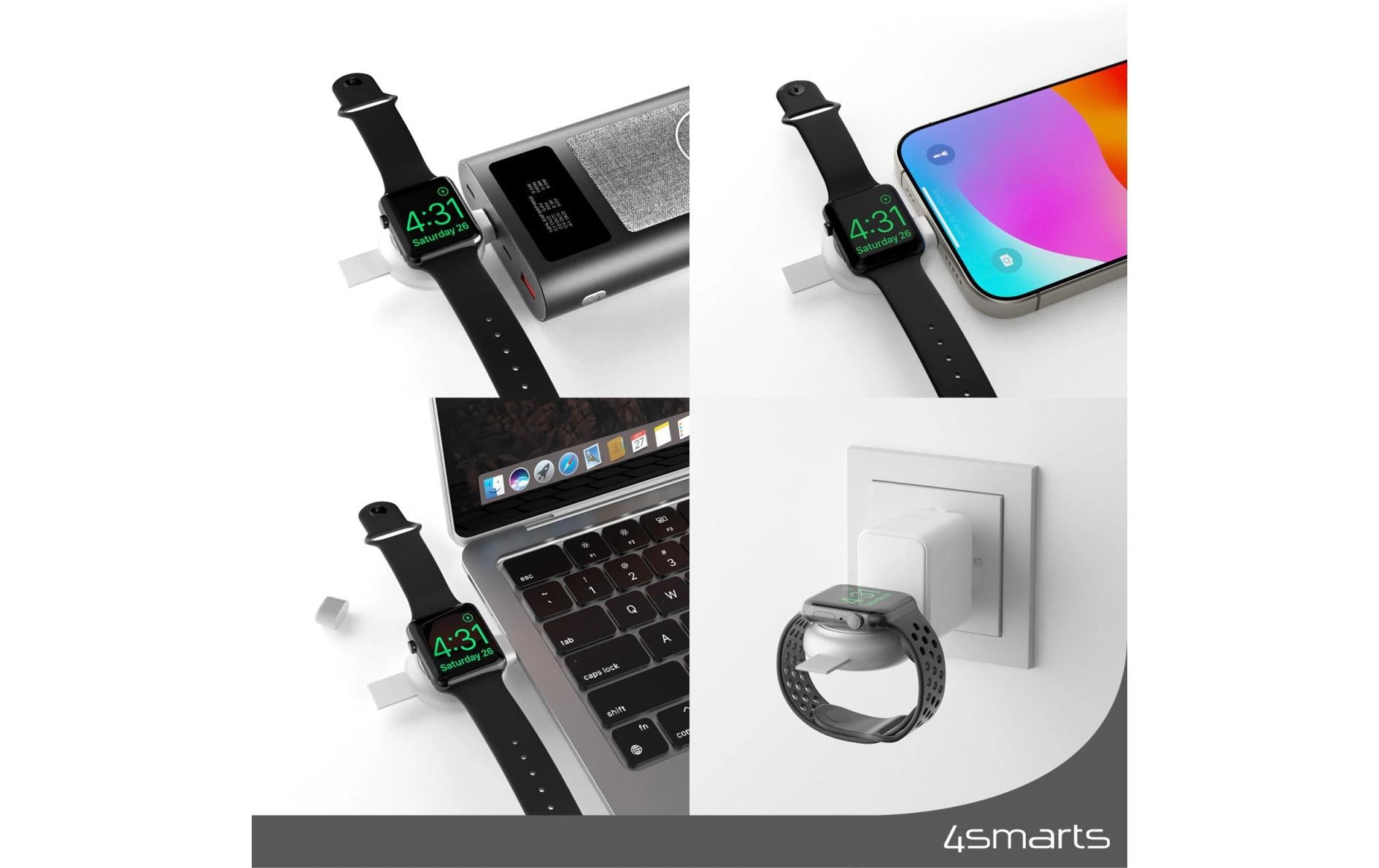 Wireless Charger Qi2 Weiss3-in-1 MagSafe-Ladestation mit inkludiertem Ladegerät und Apple Watch Charger